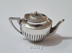 Saunders & Shepherd Edwardian Solid Silver Miniature Tea Set & Tray 1905 & 1909