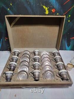 Set of 12 Sterling Silver Demitasse Tea Silver Cups Lenox In Case