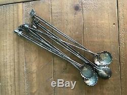 Set of 12 Vintage Japanese 950 Sterling Silver Bamboo & Figural Iced Tea Spoons