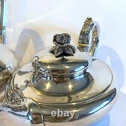 Set of 2 Antique Art Nouveau Silverplate Tea and Coffee pots Floral Design