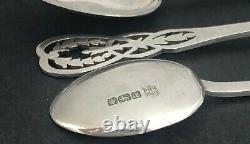 Set of 6 hand pierced sterling silver tea spoons Sheffield 1915 (A)