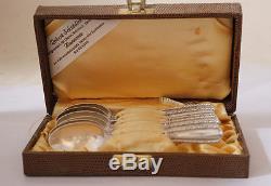 Set of Six Antique German 800 Silver Tea Spoons by Wilhelm Binder withCase c. 1920s