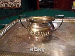 Sheffield England 4 Piece Tea Set with Tray Silver Plate Hard Soldered EUC