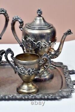 Sheffield Silver On Copper Tea Set With Tray