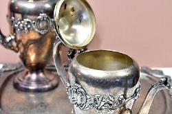 Sheffield Silver On Copper Tea Set With Tray