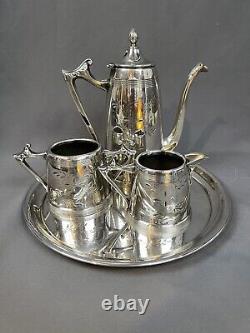Sheffield Silver Plate Tea/Coffee/Chocolate Set, Hallmarked Key 21 & Tray 3127