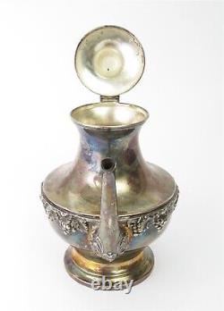 Sheridan Silver Co Silver on Copper Tea Set Teapot, Coffee Pot, Creamer & Sugar