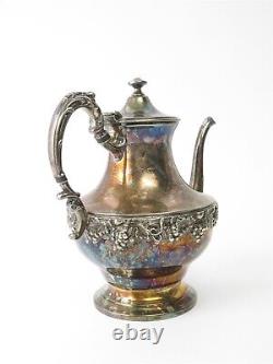 Sheridan Silver Co Silver on Copper Tea Set Teapot, Coffee Pot, Creamer & Sugar
