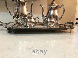 Sheridan Silver on Copper Coffee and Tea Set with Butler Tray