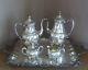 Sheridan Silverplate Footed Coffee Tea Set With Sugar Cream And Tray