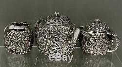 Shiebler Sterling Silver Tea Set c1890 HAND DECORATED NO MONO