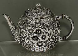 Shiebler Sterling Silver Tea Set c1890 HAND DECORATED NO MONO