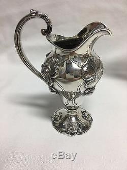 Shreve Art Nouveau Sterling Silver 3 pc Demitasse / Tea Set Water Lily