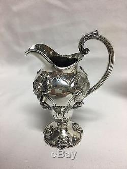 Shreve Art Nouveau Sterling Silver 3 pc Demitasse / Tea Set Water Lily
