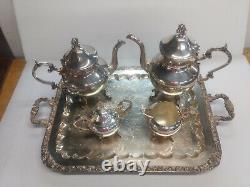 Silver Birmingham Company Silver On Copper 6 Piece Tea Coffee Set