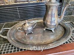 Silver Coffee/Tea set Derby S. P. Co. International 1615 W. M. Mounts