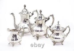 Silver Plate Tea Coffee Teapot Set of 4 Lancaster Rose by Poole, Antique -SLV106