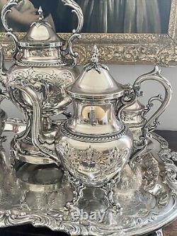 Silver Plate Tilted Kettle Coffee Tea Set Service Goldfeder Silver Co