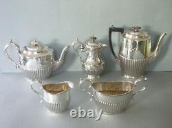 Silver Plated EPNS Tea Coffee Set 5 pieces Pot, Water, Sugar Bowl, Milk Jug