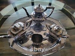 Silver Plated Simpson Hall Miller & Co. Tea Set Hand Hammered Smh & Co