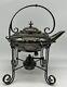 Silver Plated Spirit Kettle On Stand With Burner, 3 Piece Set, 1900's