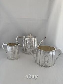 Silver Plated TEA SET c1885 FENTON BROS Sheffield Antique Tea Pot Set VICTORIAN