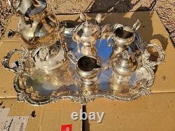 Silver Plated Tea Serving Set And Tray