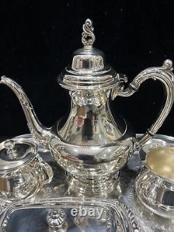 Silver Plated Tea Set With Butter Dish And Tray