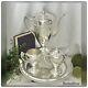 Silver Plated Tea Set With Tray Lifetime Brands Coffee Pot, Creamer, Sugar, Tray