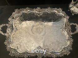 Silver Plated Victorian 5 Pieces Tea Set on Tray C1880/90