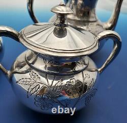 Silver Plated three Piece Tea Set, Meriden and CO