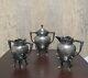 Silver Quadruple Plate Antique Tea Set Of 3 Pcs Ornate Etched Leaves