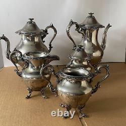Silver Tea Set service Baroque Goldfeder vintage antique footed coffee service