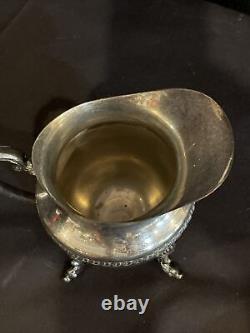 Silver on Copper 5piece Tea Set Tray, Teapot, Creamer, Sugar Bowl with lid Z1031