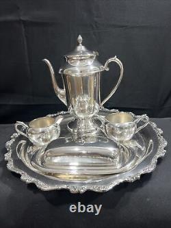 Silver plated Tea Set 4 Pieces with Tray