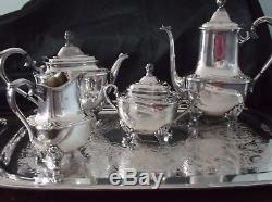 Silverplate 1847 Rogers DAFFODIL Coffee Tea 6 Pc Set Lg Tray Complete