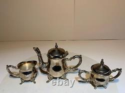 Small vintage Antique Silverplate Tea Set, 3 piece set home decor, Free Shipping