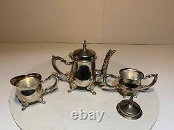 Small vintage Antique Silverplate Tea Set, 3 piece set home decor, Free Shipping