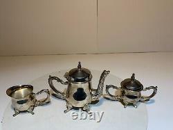 Small vintage Antique Silverplate Tea Set, 3 piece set home decor, Free Shipping