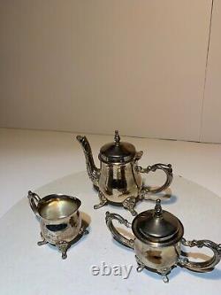 Small vintage Antique Silverplate Tea Set, 3 piece set home decor, Free Shipping