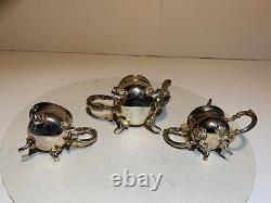 Small vintage Antique Silverplate Tea Set, 3 piece set home decor, Free Shipping