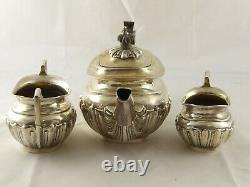 Smart Antique Victorian Solid Sterling Silver Bachelors Tea Set Chester 1900
