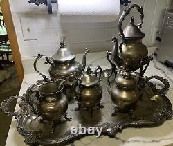 Sterling On Copper Tea Set With Tray