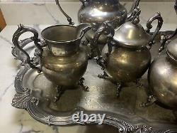 Sterling On Copper Tea Set With Tray