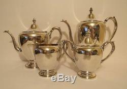 Sterling Silver 4 pc F. B. Rogers Coffee & Tea Pots Creamer & Sugar Set 1480 g