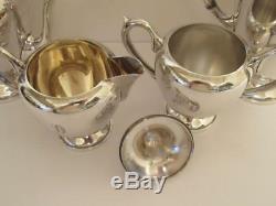 Sterling Silver 4 pc F. B. Rogers Coffee & Tea Pots Creamer & Sugar Set 1480 g