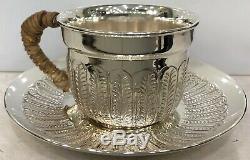 Sterling Silver 925 Coffee Tea Cup & Saucer Set Home Decor Tableware Gift