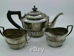 Sterling Silver 925 Tea Set Teapot Cream & Sugar English 570 grams