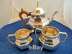Sterling Silver Birmingham S. Blanckensee & Son 3 Pcs Coffee Tea Set E Mono