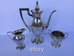 Sterling Silver Demitasse Coffee / Tea Set Moore & Hofman Hand Hammered C1930